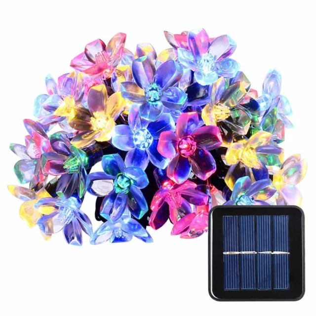 50 LED Solar String Lights Flower Bulbs Garden Outdoor Party Fairy Decor Lamp UK