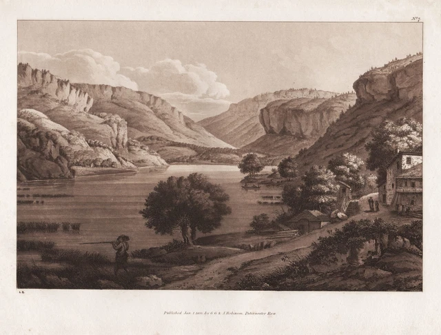 Lac de Sylans Charix Ain Auvergne France Radierung Aquatint Beaumont 1800