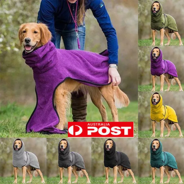 Pet Clothes Dog Towelling Drying Robe Soft Polyester Sleepwear Coat Warm Apparel