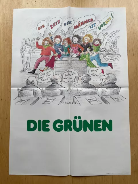 Wahlplakat die Grünen 80er Jahre - Die Zeit der Männer ist vorbei - DIN A1