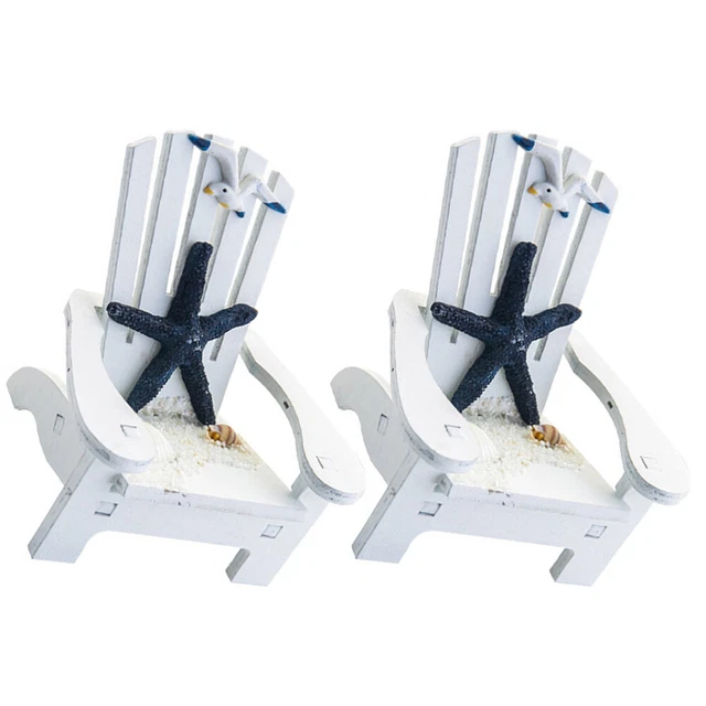 2 Pcs Mini Beach Chair Nautical Beach Chair Figurine Doll House Model Seaside