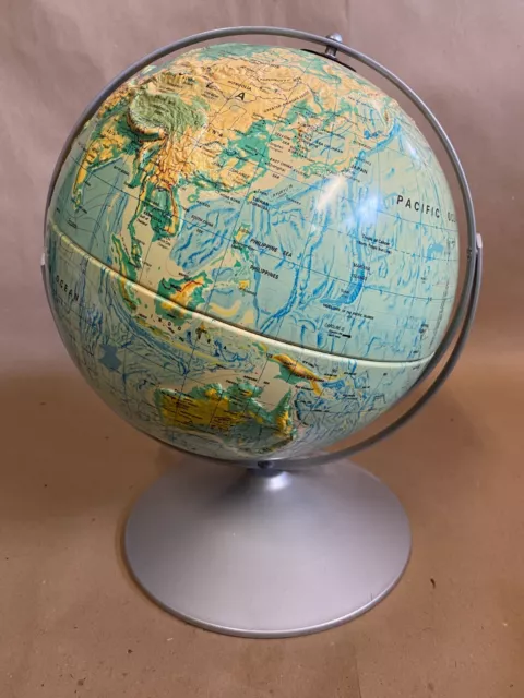 Vintage Globe Nystrom Sculptural Relief w Metal Base 12”