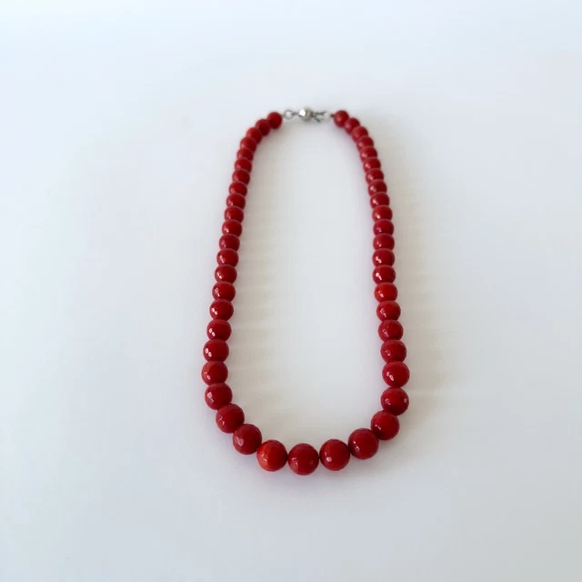Collier Ancien En Corail Rouge Naturel - Longueur 50 Cm, Très Bon état - Vintage