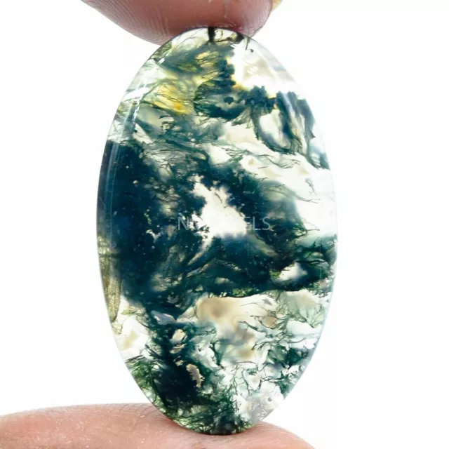 Cts. 28.45 Natural Design Moss Agate Cabochon Oval Cab Gemstone