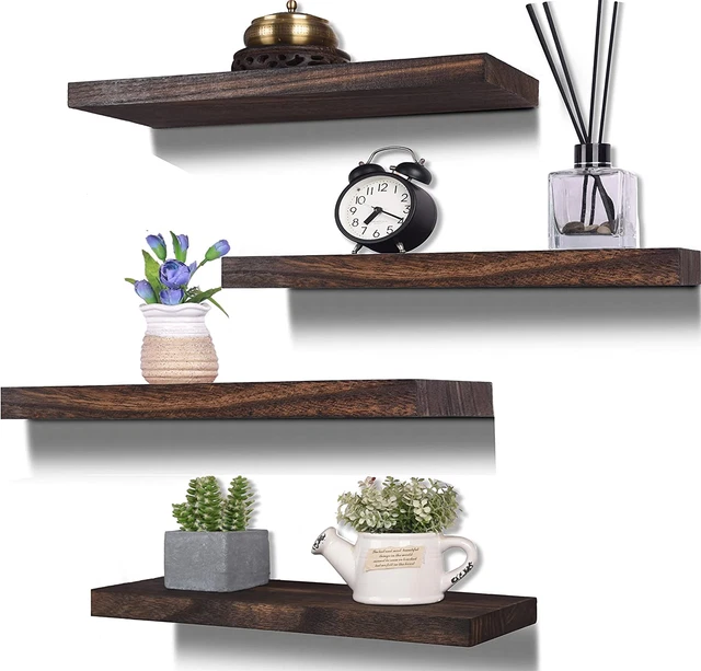Rustic Wood Floating Shelves for Wall Decor Farmhouse Wooden Wall Shelf for Bath