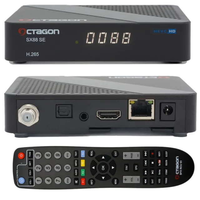 OCTAGON SX88 SE V2 Full HD H.265 Linux HDMI USB LAN DVB-S2 Sat + IP PVR Receiver