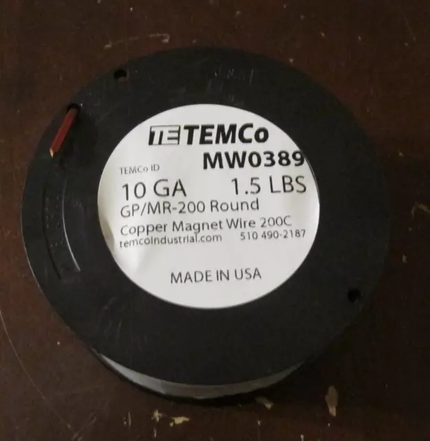Temco Mw0389 10Ga 1.5Lbs Gp/Mr-200 Round Copper Magnet Wire 200C