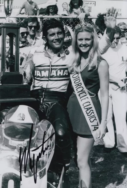 Foto Giacomo Agostini Firmata a Mano 12x8 - Autografo MotoGP Isola di Man TT.