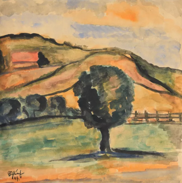 Heinrich Schlief 1894-1971 Soest / Aquarell 1947 Landschaft Möhnesee / Münster