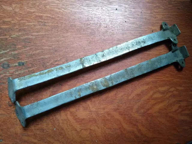 Two Antique Vintage Nickel-Plated Cast Brass Luggage Rack Supports Railroad