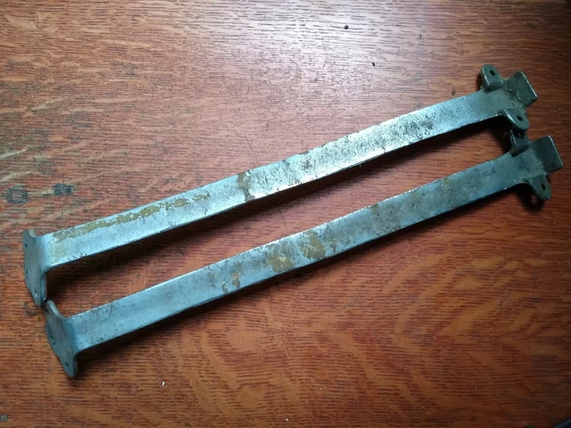 Two Antique Vintage Nickel-Plated Cast Brass Luggage Rack Supports Railroad