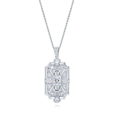 Fashion Styles Silver Cubic Zirconia Cz Art Deco Pendant Necklace Best Gift