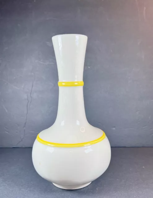 Vintage Royal Haeger Pottery Vase, White & Yellow Ceramic, MCM, Mid-Century USA