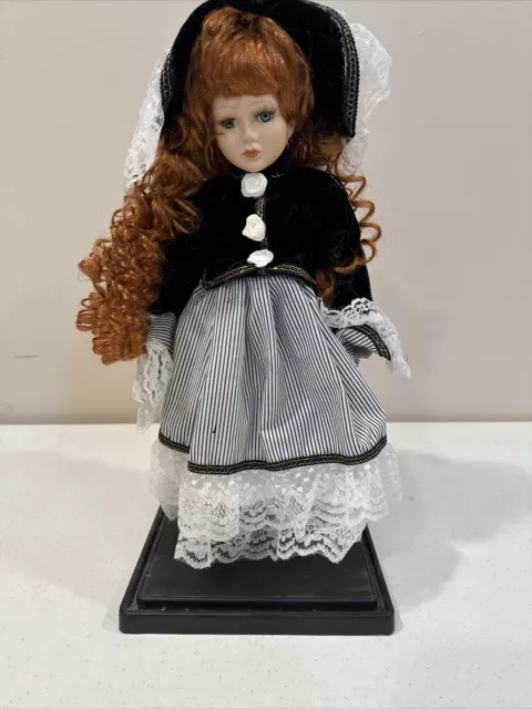 Exquisite 15” Porcelain Girl Doll with Victorian Elegance