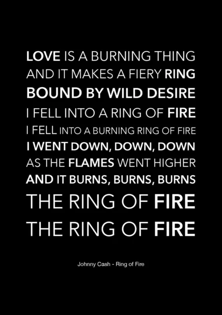 Johnny Cash Ring Of Fire Lyrics FOR SALE! - PicClick UK