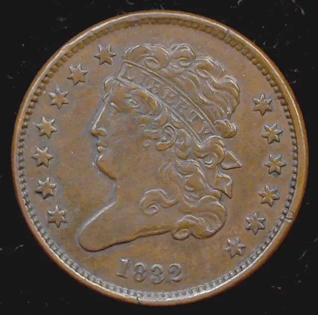 1832 Classic Head Half Cent, Choice Extra Fine, C-3 Variety