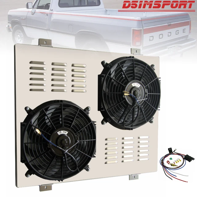 Radiator Aluminum Shroud+Fans For 1991-1993 Dodge D250 D350 W250.W350 5.9L