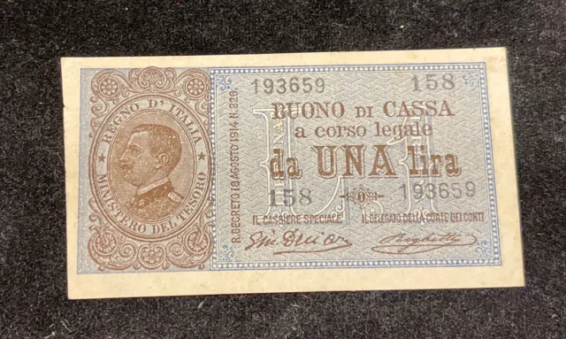 1 Lira Buono Di Cassa Effige Vittorio Emanuele Iii 21/09/1914 Regno Periziata 2