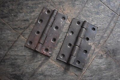 Vintage iron handmade french gate Cabin ate door Box hinges pair rusty 10.7 OZ