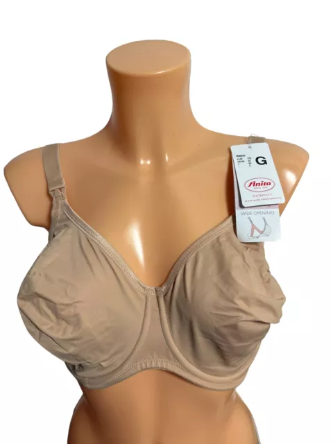 Women's 34G Anita Nude Beige Maternity Nursing Underwired Bra Wide Opening 5068