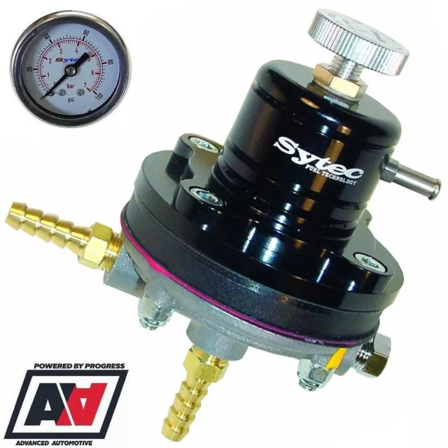 Sytec Motorsport Black MSV Adjustable Fuel Pressure Regulator & Gauge 6 BAR ADV