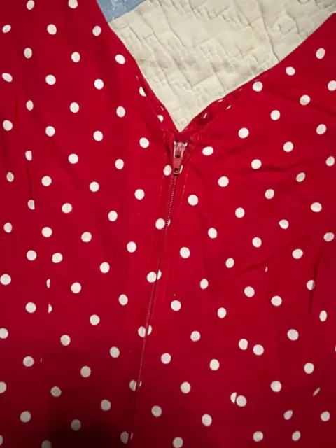 Vintage 80s Large Red White Polka Dot Cotton Dress Midi A Line Fit and Flare 3