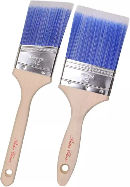 Bates Paint Brushes, 2 Pack Treated Wood Handle, Paint Brushes for Walls, Stain