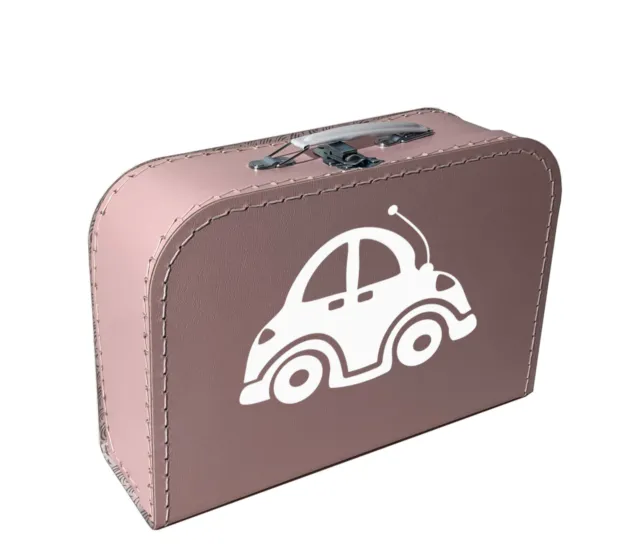 Pappkoffer rosa mit Auto - Kinderkoffer für Spielzeug