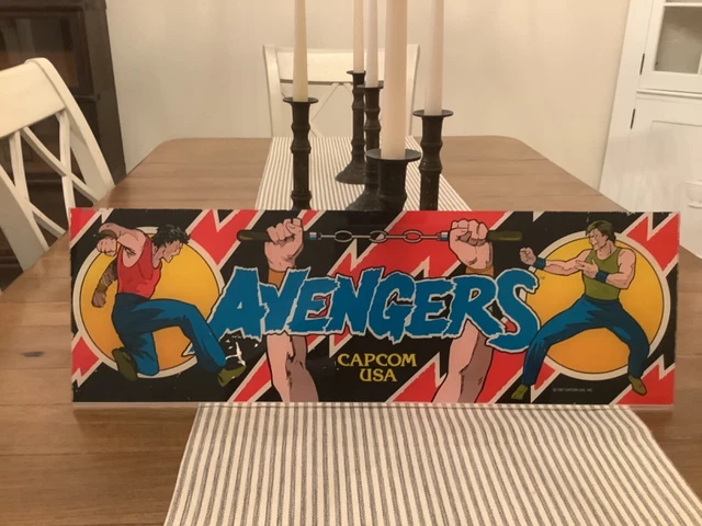 Original Vintage Avengers CAPCOM USA ARCADE MACHINE MARQUEE SIGN 1987