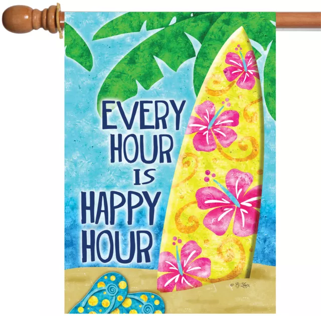 Toland Happy Hour Surf 28x40 Summer Vacation Tropical Beach House Flag