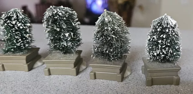 Lemax Set of 4  Bushes With Snow, Christmas Dickens Village,...