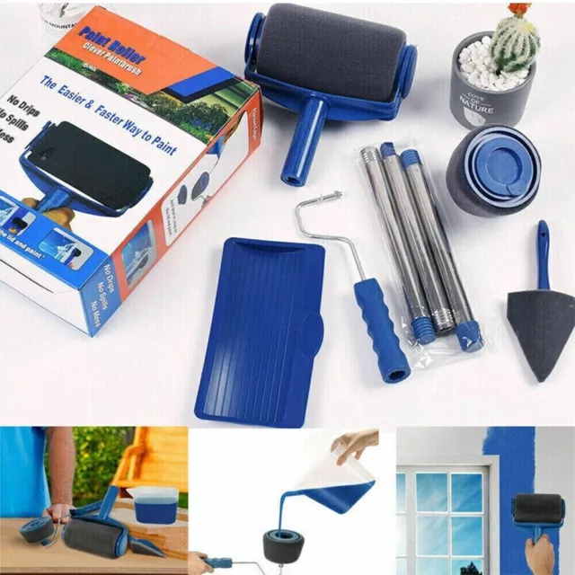 8PCS Paint Runner Pro Roller Brush Set Edger Handle Tool Kit DIY Wall Painting