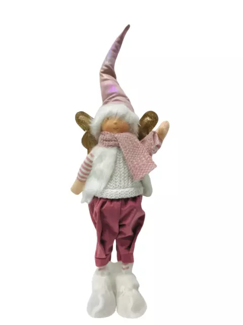 Grande LED Fairy Figurita de Pie Navidad Gnomo Rosa Ángel Navidad Adorno 60cm