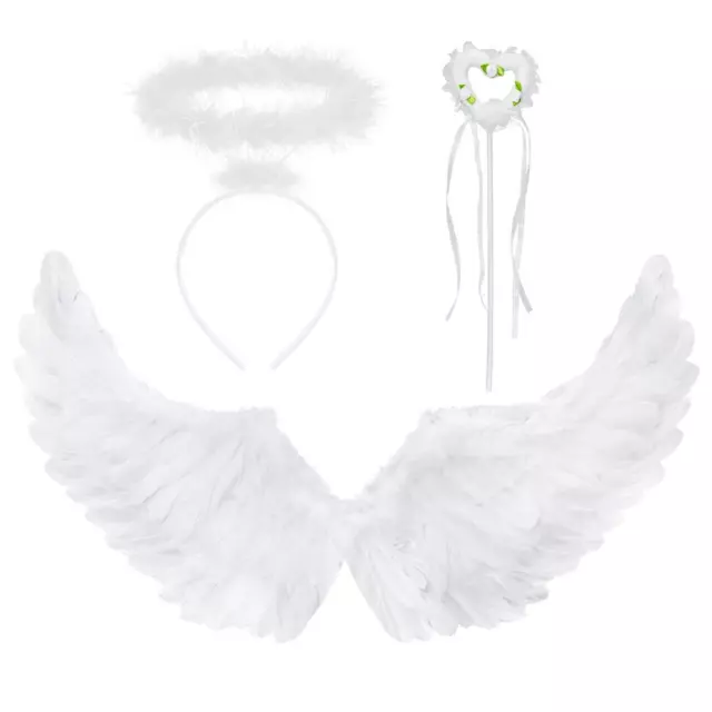 Feather Angel Wings Costume White Christmas Fairy Wings Halloween Fancy Dress