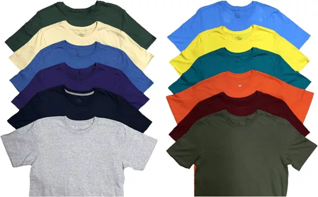 SOCKS'NBULK 12 Pack Mens Cotton Crew Neck Short Sleeve T-Shirts Mix Colors Bulk