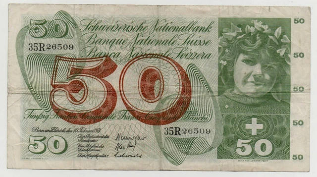 Switzerland 50 Franken 1971 Pick 48 K Look Scans