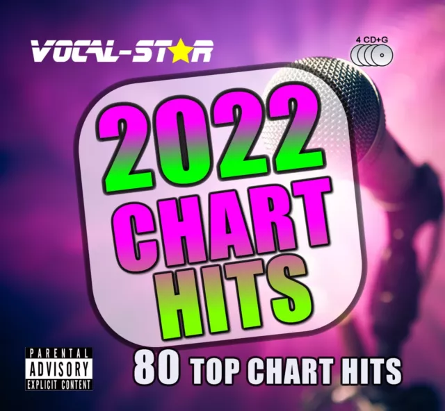 Vocal-Star Karaoke Chart Songs From 2022, 80 Best Hit Songs, 4 CDG Disc Set