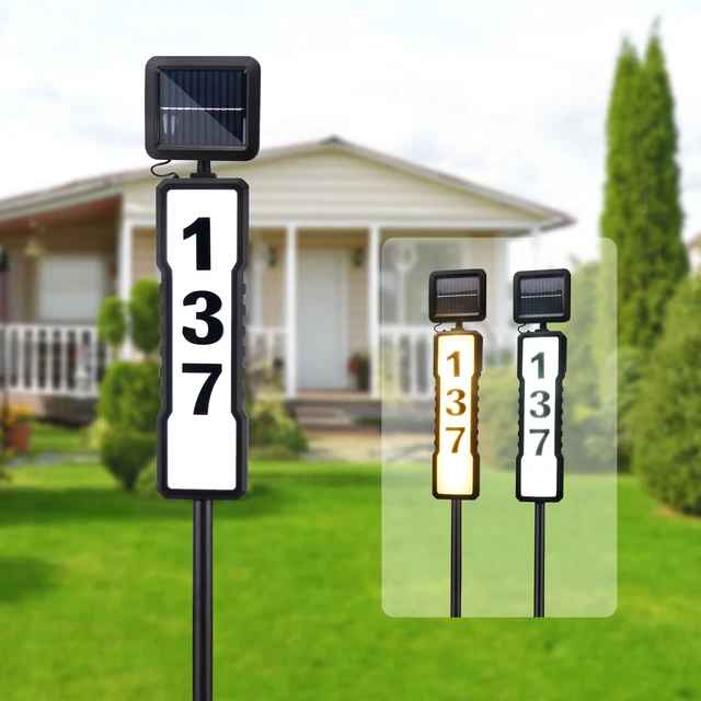 ADDRESS SIGN LED With Stakes Street Light Door Plaque Solar House ...