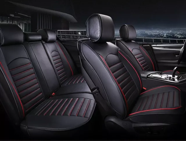 Deluxe Quality Black Red Full set PU Leather Seat Covers Cushion For Hyundai