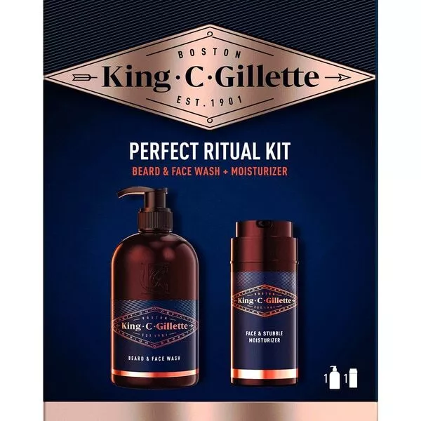 Gillette Beard & Cara Wash + sin Enjuage Perfect ritual kit 2