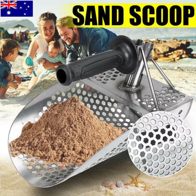 Stainless Steel Beach Sand Scoop Metal Detecting Metal Detector Sifting Tools AU