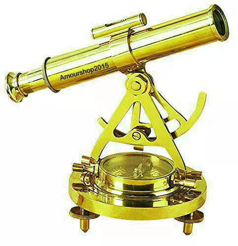 5" Vintage Brass Theodolite Alidade Compass Antique Survey Transit Telescope Ins