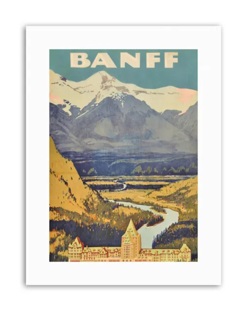 BANFF CANADA ROCKIES HOTEL MOUNTAIN Travel Canvas art Prints