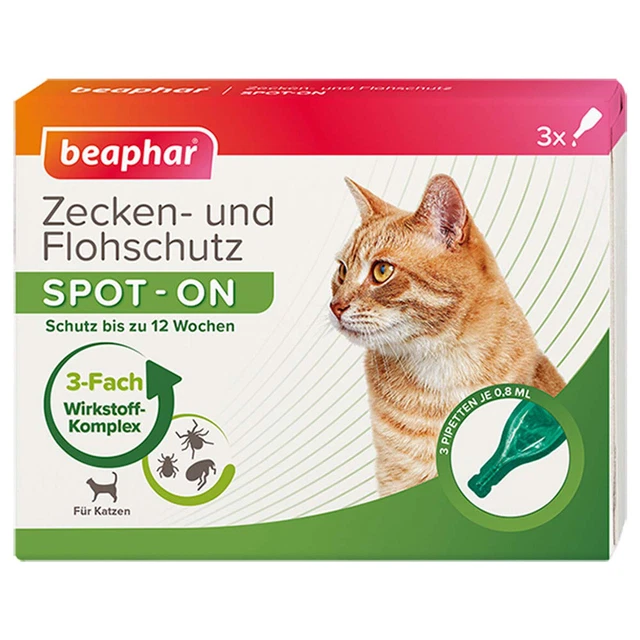 Beaphar Garrapatas- Y Antipulgas Spot-On 3x0, 8ML Para Gatos, Nuevo