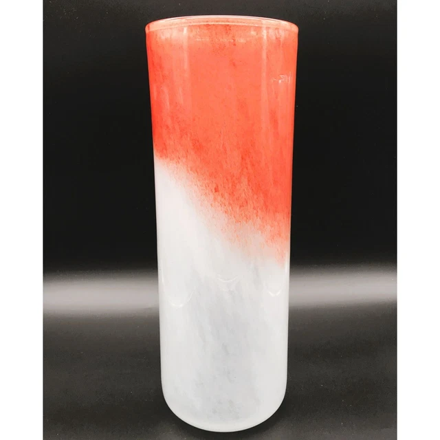 Pier 1 White Orange Ombre Abstract Art Glass Vase Hand Blown Art Decor Flowers
