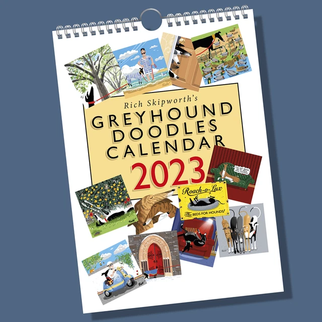 RICH SKIPWORTH'S GREYHOUND Doodles 2023 Calendar 7.63 PicClick