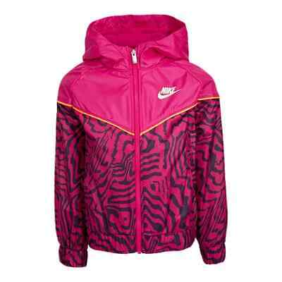 Nike (Kids) Girls' Magenta Zebra AOP Windrunner Jacket (DN5115-615) Sizes M & L
