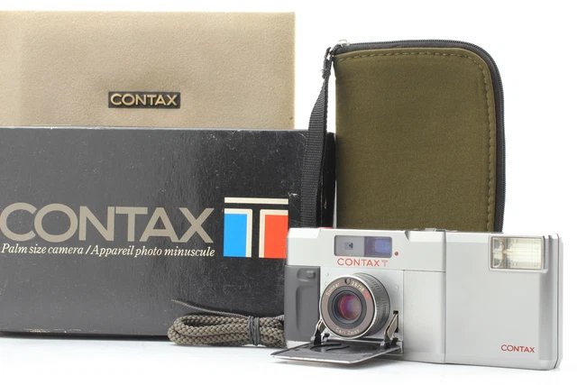 FlashTested!【Near Mint Box】Contax T Silver Film Camera T14 Auto Flash From JAPAN