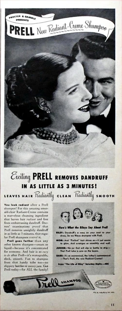 1948 Vintage Magazine Page Ad Prell Shampoo