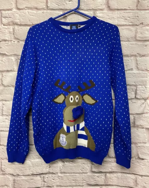 Maglione natalizio Everton Football Club, età 12-13 anni, colore blu/bianco